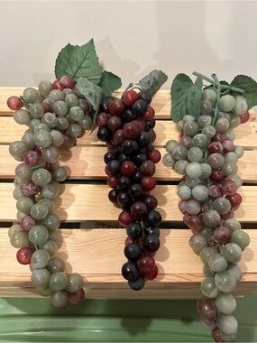 Decorative Faux Grape Cluster - Green and Burgundy - Set of 3